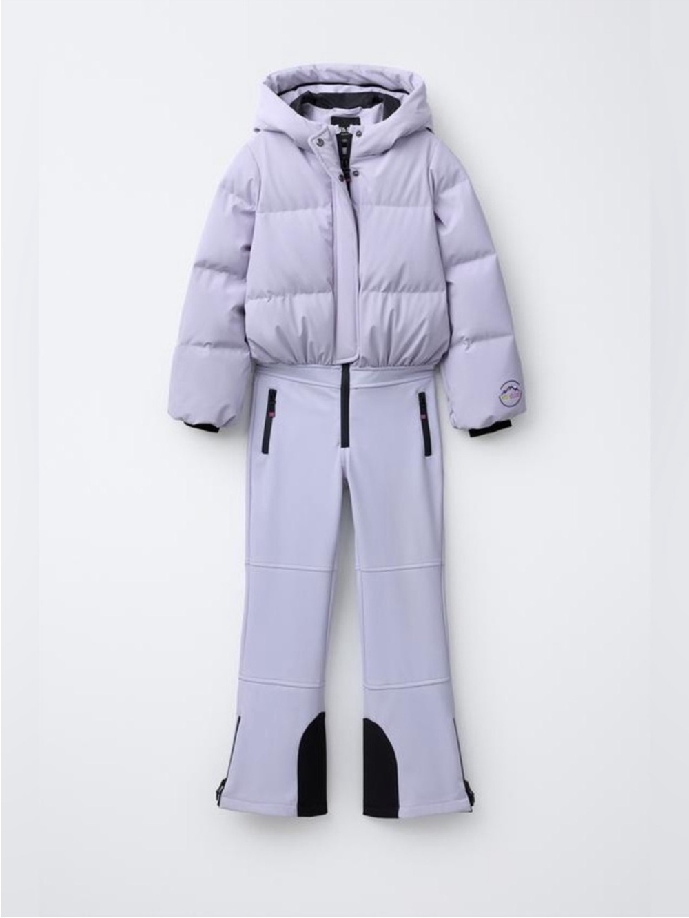 Zara Lilac Kids One-Piece Ski Suit with Black Accents